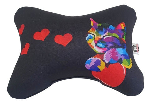 Almofada Apoio Cervical De Pescoço Para Carro - Gato Coração