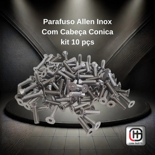 Parafuso Allen Inox Com Cabeça Conica Chata M6 X 20mm 10 Pçs