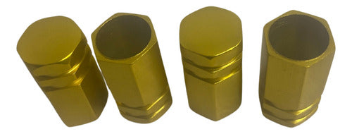 Tampa De Válvula Pneu Carro Sextavada Grande 4pçs - Amarelo