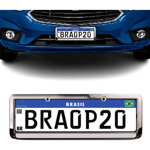 Moldura De Placa Cromada Refletiva (par)