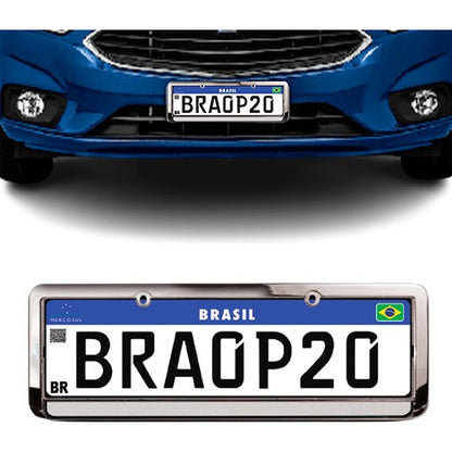 Moldura De Placa Cromada Refletiva (par)