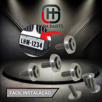 Parafuso / Anilha Placa Carro  Moto Anodizado - Prata