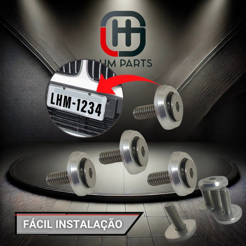 Parafuso / Anilha Placa Carro  Moto Anodizado - Prata
