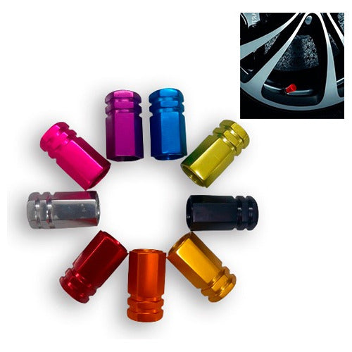 Tampa Válvula Pneu Carro Sextavada Grande - 4pc Várias Cores
