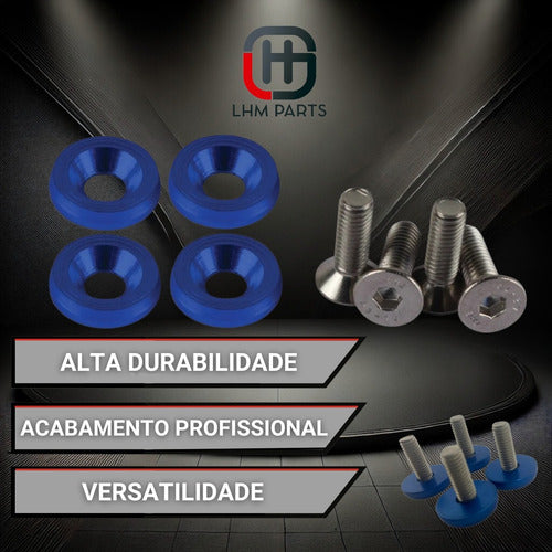 Parafuso / Anilha Placa Carro Anodizado - Azul