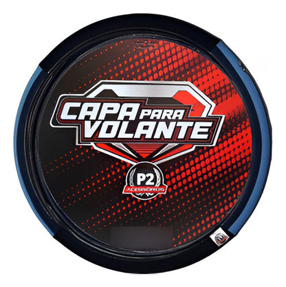 Capa De Volante Em Neoprene Macia Universal Preto E Azul