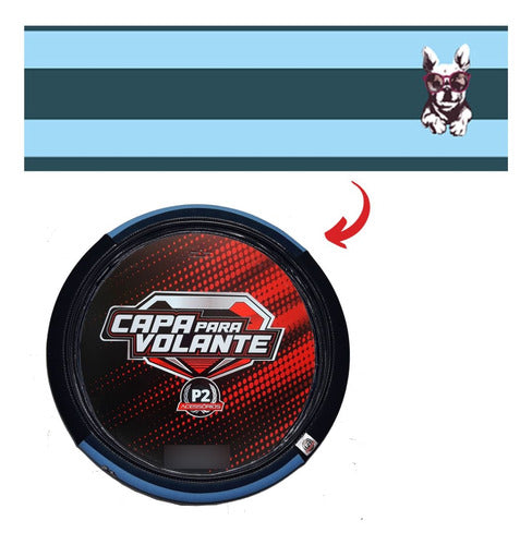 Capa De Volante Em Neoprene Preto - Bull Dog Azul