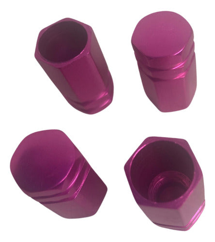 Tampa De Válvula Pneu Carro Sextavada Grande 4pçs - Rosa