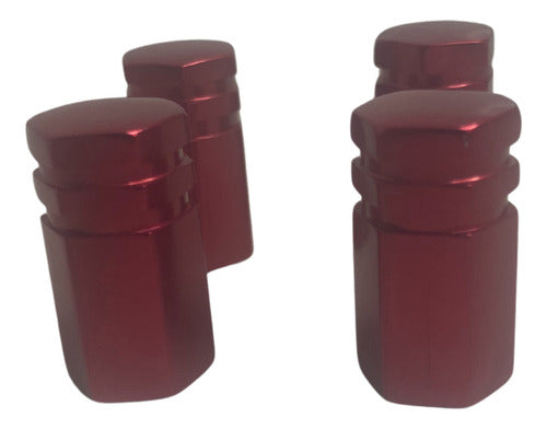 Tampa De Válvula Pneu Carro Sextavada Grande 4pçs - Vermelho