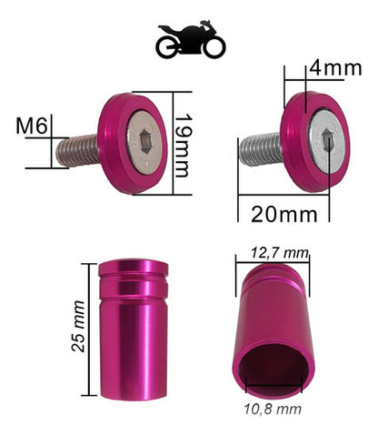 Parafuso De Placa + Tampa De Válvula Moto Redonda - Rosa