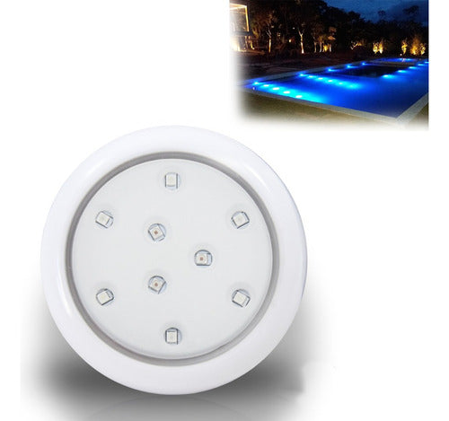Luminária Piscina Luz Led Azul 80mm 9w Corpo Branco Iluctron