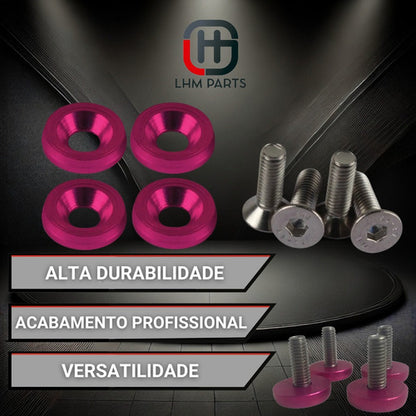 Parafuso / Anilha Placa Carro Anodizado - Rosa