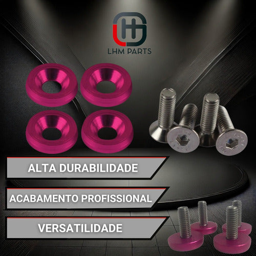 Parafuso / Anilha Placa Carro Anodizado - Rosa