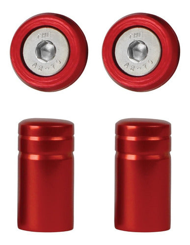 Parafuso De Placa + Tampa De Válvula Moto Redonda - Vermelho