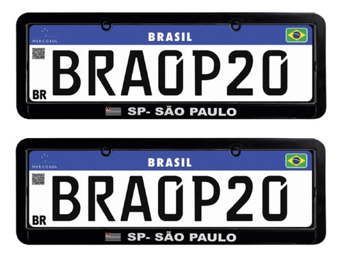 Moldura De Placa Carro Preta Mercosul - Município São Paulo