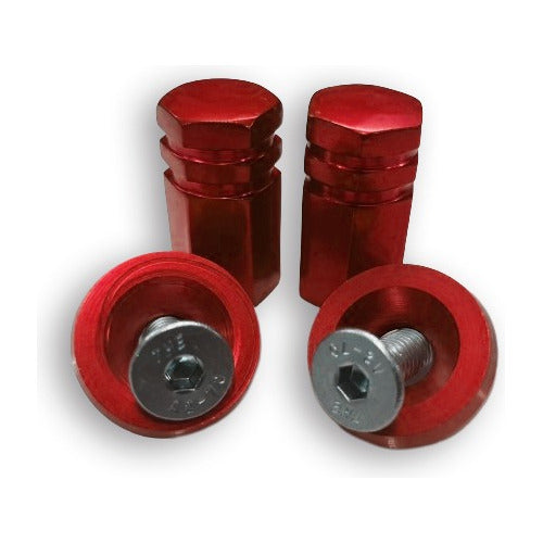 Anilha Placa + Tampa De Válvula Moto Sextavada - Vermelho