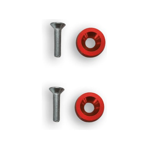 Parafuso De Placa + Tampa De Válvula Moto Redonda - Vermelho
