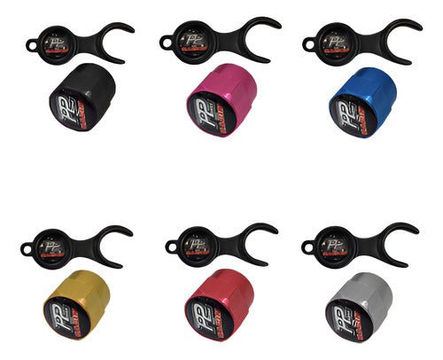 Tampa Bico Valvula Antifurto Pneu Com Chave P2 Racing