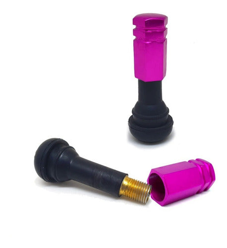 Tampa De Válvula Pneu Carro Sextavada Grande 4pçs - Rosa