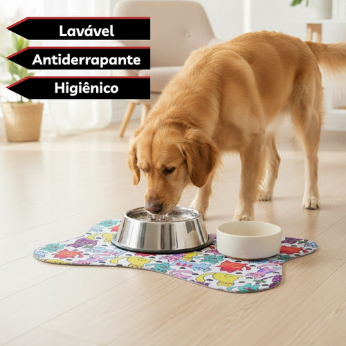 Tapete Comedouro Pet Americano Para Tigelas Cachorro Gato