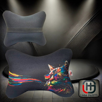 Almofada Apoio Cervical De Pescoço Para Carro - Gato Óculos