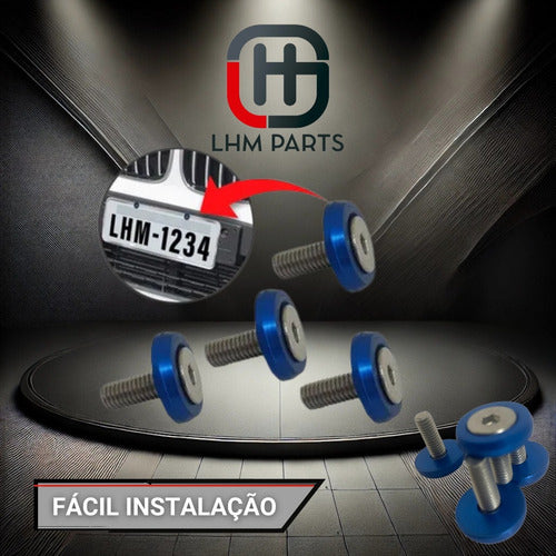 Parafuso / Anilha Placa Carro Anodizado - Azul