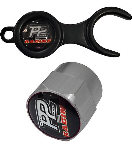 Tampa Bico Valvula Antifurto Pneu Com Chave P2 Racing