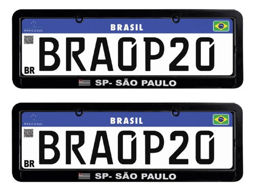 Moldura De Placa Carro Preta Mercosul - Município São Paulo