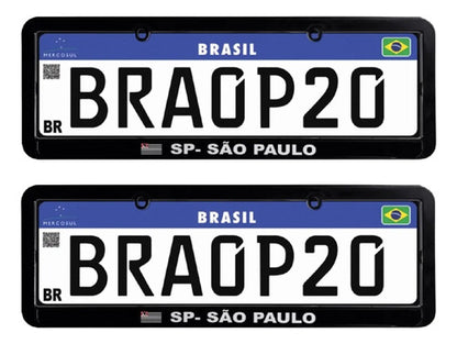 Moldura De Placa Carro Preta Mercosul - Município São Paulo