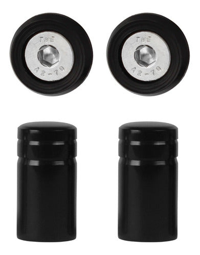 Parafuso De Placa + Tampa De Válvula Moto Redonda - Preto