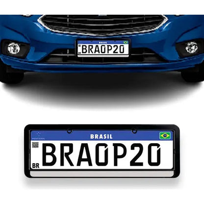 Moldura De Placa Carro -universal Preta Refletiva - Par