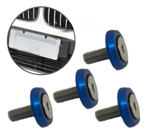 Parafuso / Anilha Placa Carro Anodizado - Azul