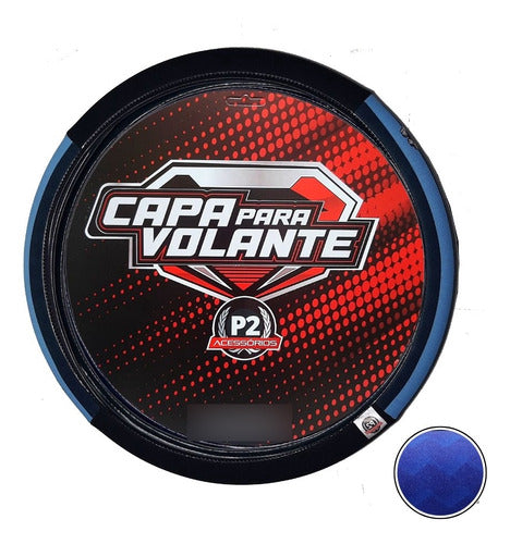 Capa De Volante Em Neoprene Macia Universal Preto E Azul