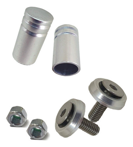 Kit Moto Parafuso De Placa E Tampa Válvula Redonda - Prata