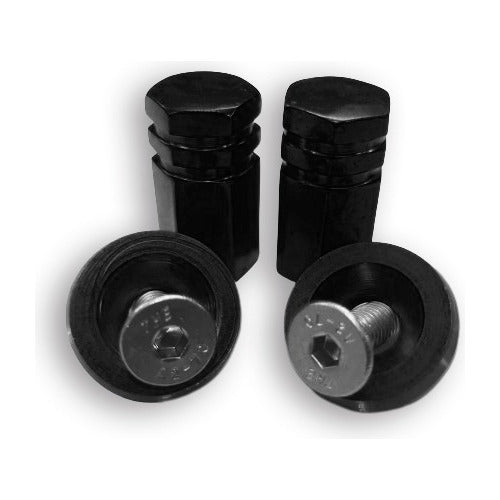 Anilha Placa + Tampa De Válvula Moto Sextavada - Preto