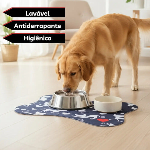 Tapete Comedouro Pet Antiderrapante Americano Cachorro Gato