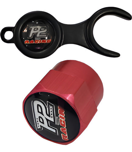 Tampa Bico Valvula Antifurto Pneu Com Chave P2 Racing