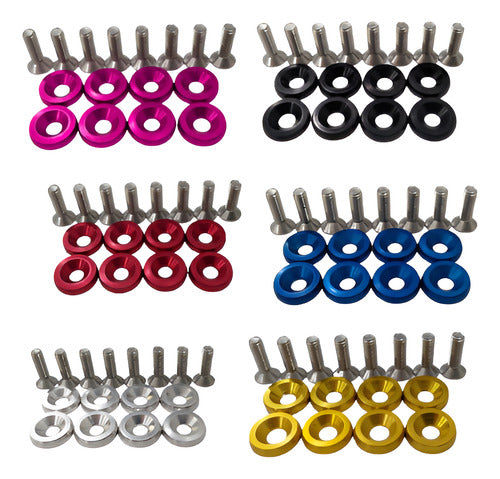 Parafusos Kit Fender Washers 8 Peças E Placa Carro / Moto M6