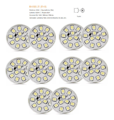 Lâmpada Led 24v Luz Branca  Lanternas E Freios- Kit 10unid.