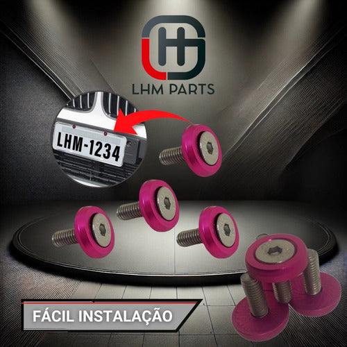 Parafuso / Anilha Placa Carro Anodizado - Rosa