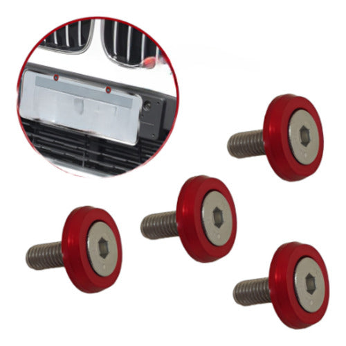 Parafuso / Anilha Placa Carro  Moto Anodizado - Vermelho
