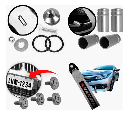 Kit Tow Strap+trava Parachoque+tampa Valvula+parafuso Prata