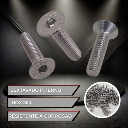 Parafuso Allen Inox Com Cabeça Conica Chata M6 X 20mm 10 Pçs