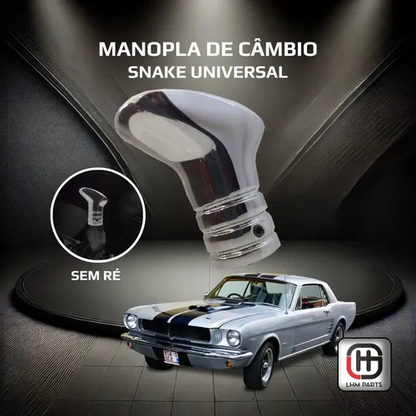 Manopla de Câmbio de Alumínio Cromada Snake Sem Limitador de Ré
