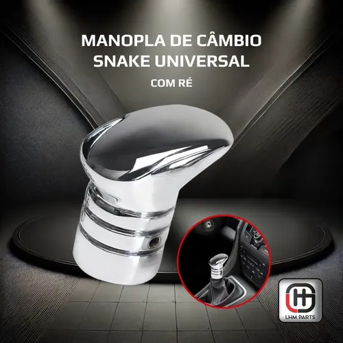 Manopla de Câmbio de Alumínio Cromada Snake Com Limitador de Ré